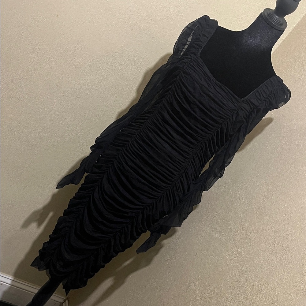 Sheer Overlay Ruched Dress